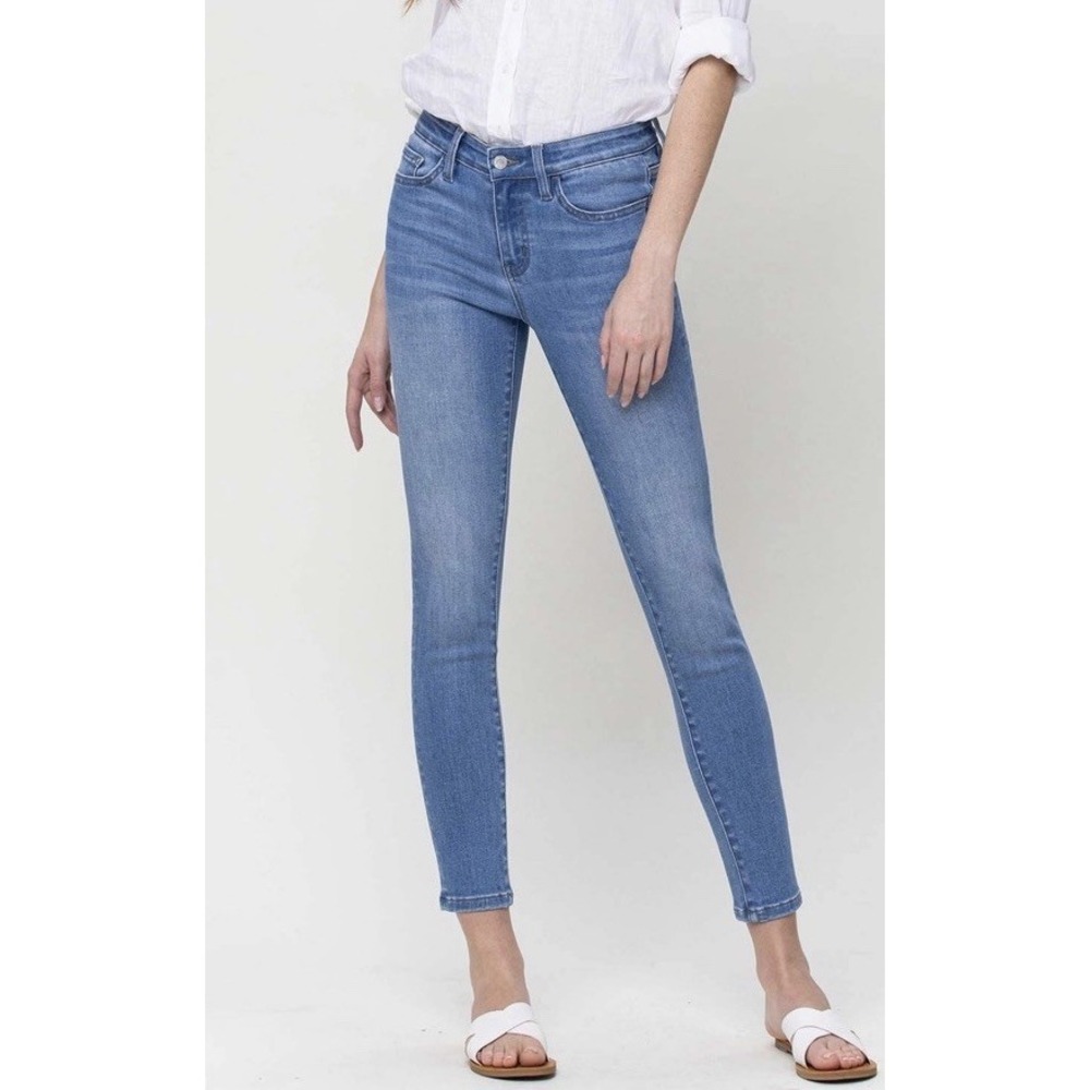 Vervet by‎ Flying Monkey Women Mid-Rise Skinny Jeans Medium Wash Blue Sz 24 Chic